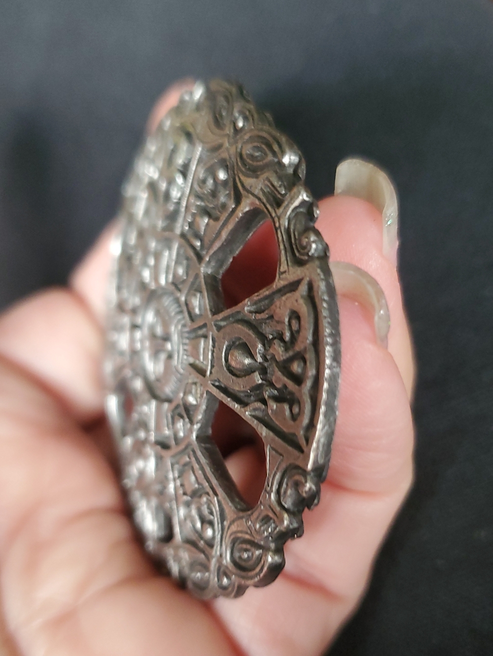Vintage Medievel Art Silver Sunface Medallion Pendant - Picture 5 of 13